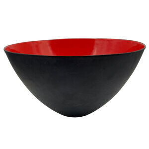 Vtg Danish MCM Herbert Krenchel Krenit Bowl Orskov Red Enamel Serving Snack Bowl